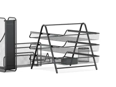 Mesh Metal Document Organizer Storage Set 3D model