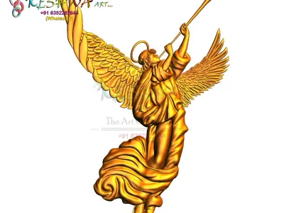 angle stl golden angel holding trumpet 3D print model