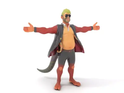 Stylish Anthropomorphic Character Model Pack Low-poly 3D model