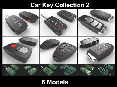Car Key Collection 2 - 6 Models 3D Model Pack