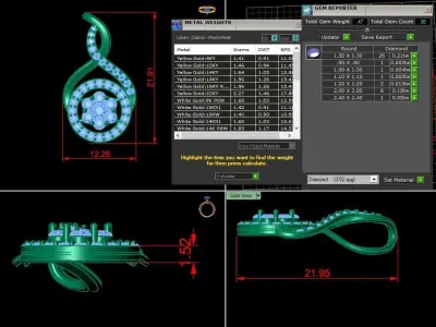 Jewelry Diamond Pendant 3D print model