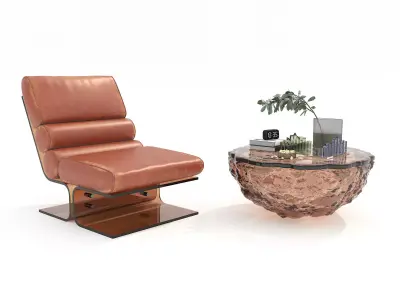 Modern Coffee Table and Armchair Set 72 3D model