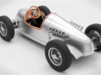 Silver Racing Push Car - Kids 3D model