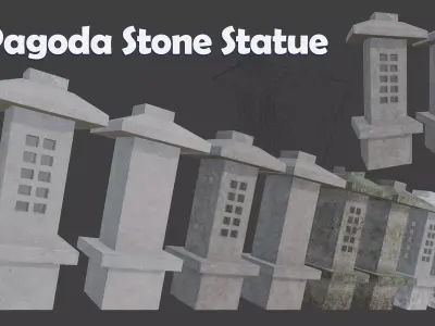 Pagoda Stone Statue Low-poly 3D model