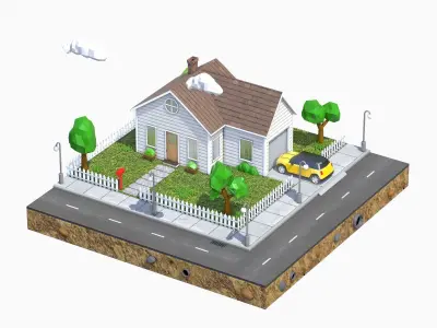 Low Poly House V3 Low-poly 3D model