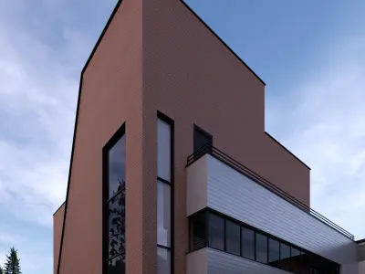 Factory and administration Building  Low-poly 3D model