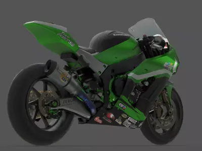 Kawasaki ZX-10R  Superb Racing Bike 3D Model Low-poly 3D model