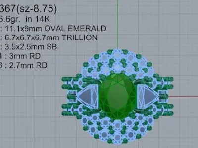Diamond Luxury Ring 1367 3D print model