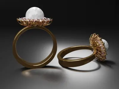 Pearl Diamond Ring Free 3D print model
