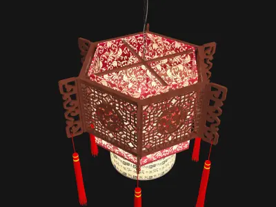 Chinese lanterns Low-poly 3D model