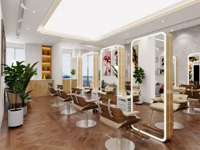 Light luxury barber shop 3D model