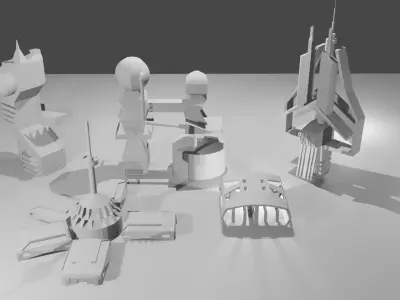 SCIFIBUILDING pack  Low-poly 3D model