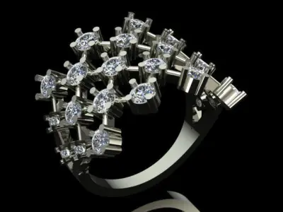 Honeycomb Style Diamond Golden Ring 3D print model