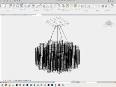 Chandelier or Classical Hanging Lamp Revit Family Interior 3D model