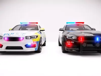 Generic Police Hatchback v4 Low-poly 3D model