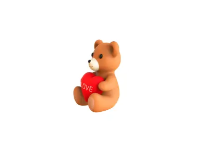 Valentines Day Teddy Bear With Heart  3D model