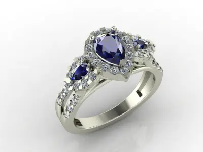 STL 3DM WOMEN RING WOMENS RING PEAR STONE MODEL FANCY RINGS 3D print model