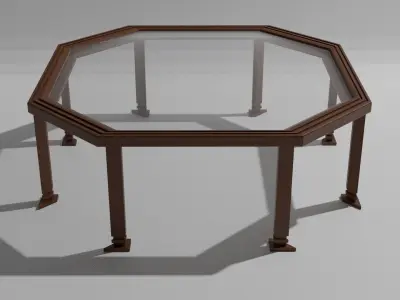  Wooden Octagonal Table Low-poly 3D model