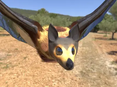 Spectacled Flying Fox Mega Bat Fruit Bat Game Ready Model UE 3D model