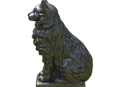 Furred cat metal statues Low-poly 3D model