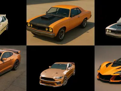 Sport Car bundle 16 pack 100 glb 3D model