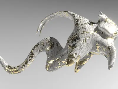 Flashy Cat fluid art sculpture with PBR and HDRI 3D model