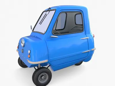 Peel P50 Blue with interior and chassis 3D model
