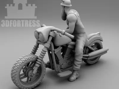 Biker in a helmet 3D print model