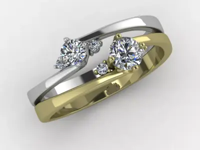 Elegant minimalistic ring made of two types of metal 3D print model