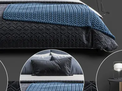 Modern double bed bedroom 3D model