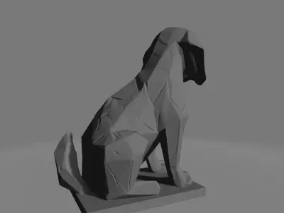 LowPoly Beagle Dog Statue 3D model