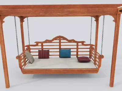 Wooden Swing Low-poly 3D model