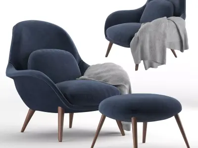 ArmChair Fredericia Swoon Lounge 3D model