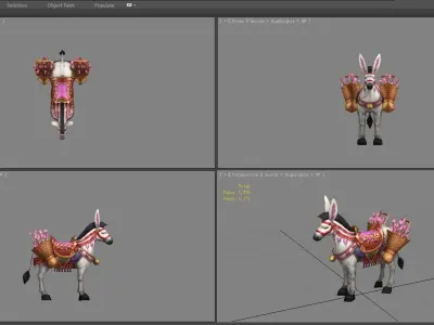 Cartoon white donkey mount - mule Low-poly 3D model