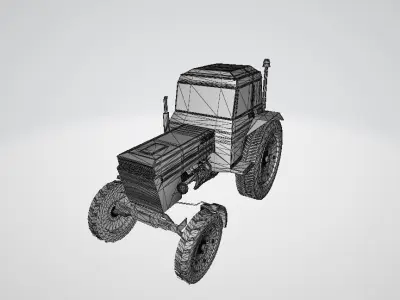 Low Poly Tractor Low-poly 3D model