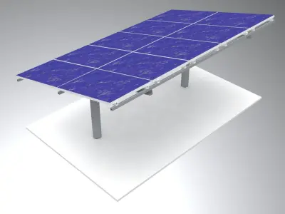 Solar panels stand alone structure steel column with base Low-poly 3D model