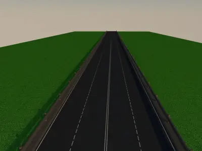 Highway in middle of field Low-poly 3D model