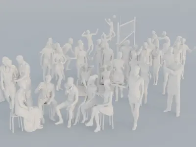 01 BEACH SPORT CASU1 CAFE1 SITTING PEOPLE SCANS MAN WOMAN 3D print model