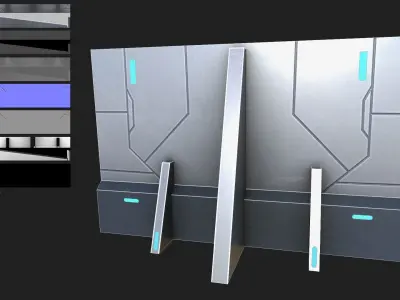 Scifi wall Low-poly 3D model