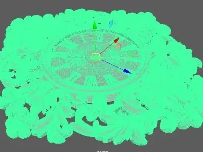 clock ornate gold on wall 3D model