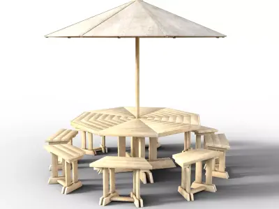 umbrella chair furniture decor garden 3D model