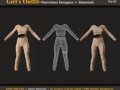 Girls Outfit 02-zprj-fbx-obj-materials 3D model