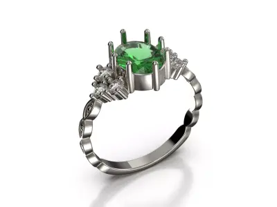 Elegant Ring with Precious Stones 3D print model