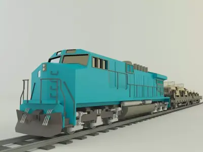 train locomotive wagon willys jeep 3D model