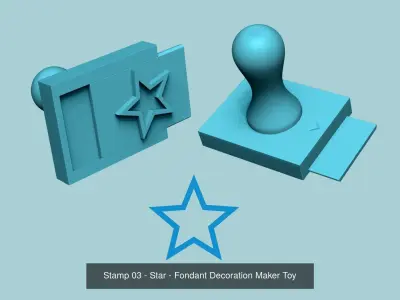 50 Changeable Stamps - Fondant Decoration Maker Toy 3D Model Collection