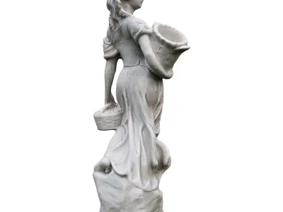 Garden sculpture Antique girl with baskets Low-poly 3D model
