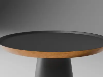 Modern Side Table 3D Model Black Cone Base with Copper Trim 3D model