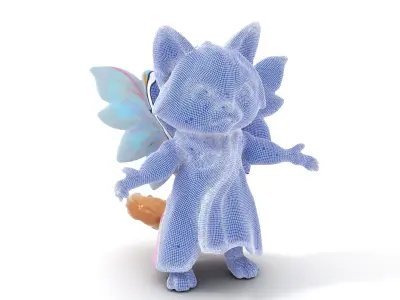 Fluttering Feline Fairy Cat Rigged and Animated Character Model Low-poly 3D model