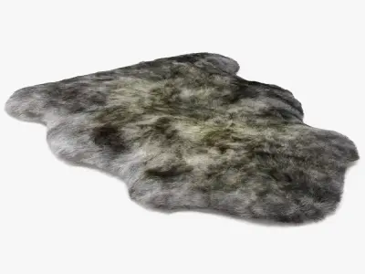 Luxe mist grey sheepskin rug 3D model