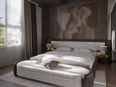 Modern Luxury Master Bedroom 3D Scene  Low-poly 3D model